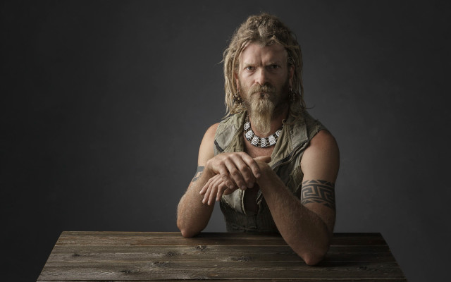 Bearded man portrait primitivism tattoo free wallpaper - medium preview image