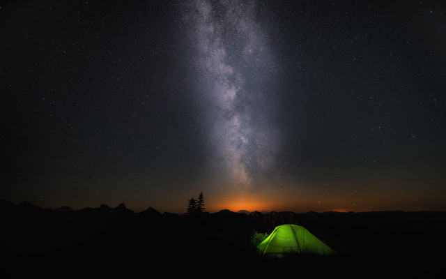 Tent milky way aurora fireworks free wallpaper - medium preview image