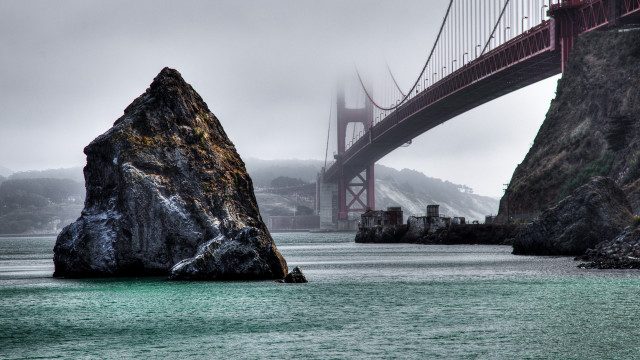 Large rock water bridge mountain free wallpaper - medium preview image