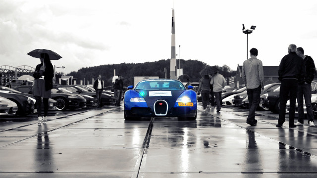 Bugatti parking lot umbrella tiltshift free wallpaper - medium preview image