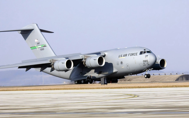 Air force plane runway mountains free wallpaper - medium preview image