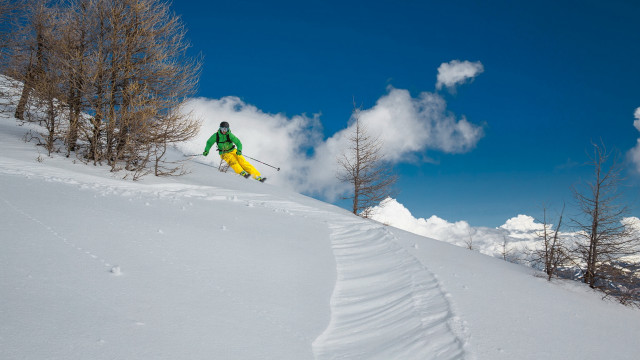 Ski jump snowy hill trees free wallpaper - medium preview image