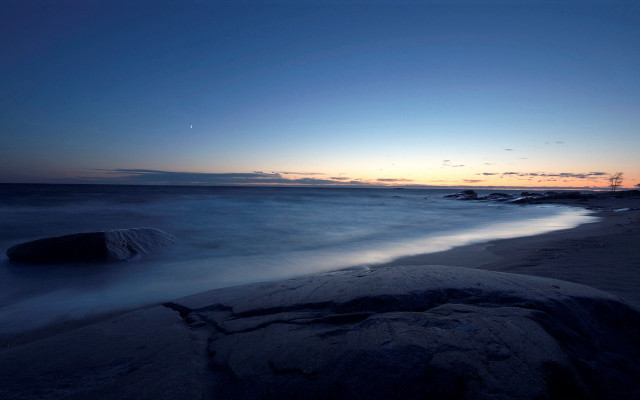 Beach rock sunset clouds mountains free wallpaper - medium preview image