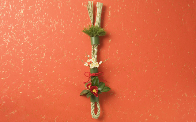 Red wall green white flower free wallpaper - medium preview image