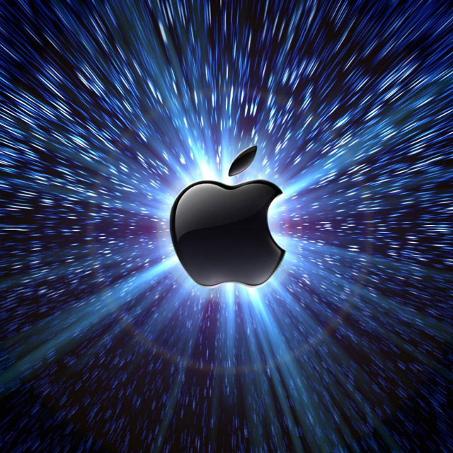 Apple logo blue background stars free wallpaper - medium preview image