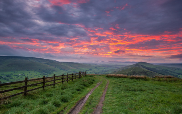Dirt road green field cloudy #17 free wallpaper - medium preview image