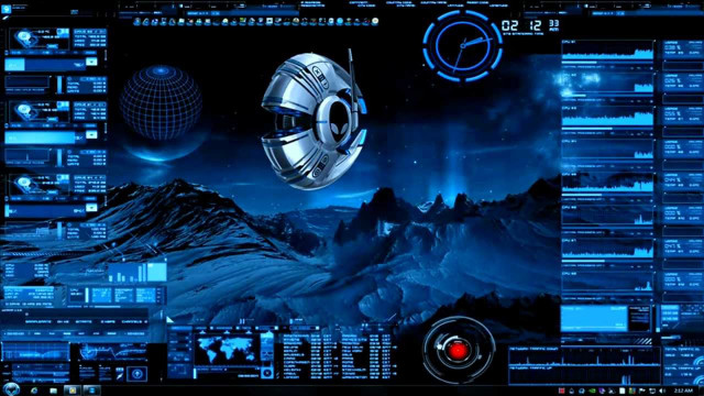 Computer space theme clock mountain free wallpaper - medium preview image