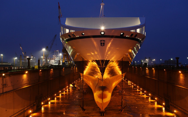 Large boat dock night lights free wallpaper - medium preview image