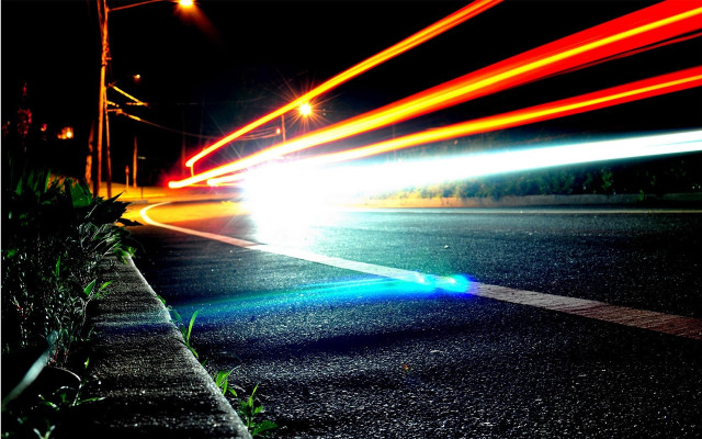 Night street car lights fireworks free wallpaper - medium preview image