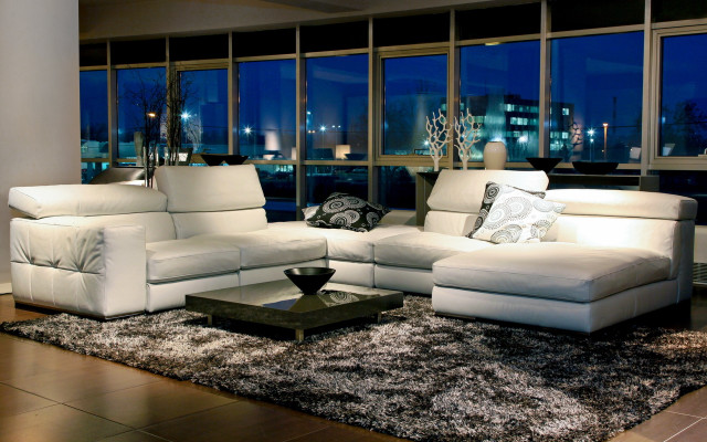 Living room white couch moonlight free wallpaper - medium preview image