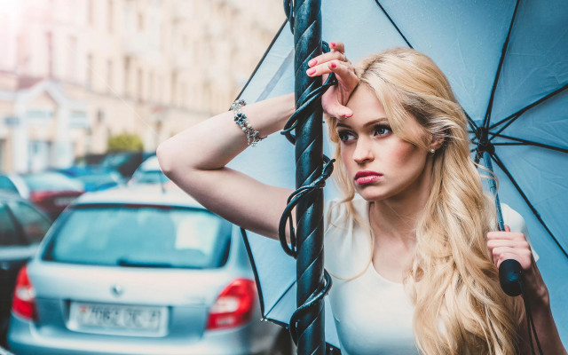 Woman umbrella parking lot fashion free wallpaper - medium preview image