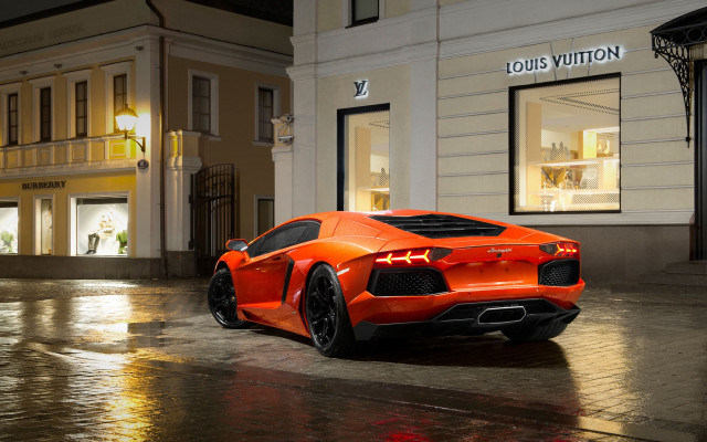 Bright orange sports car night #3 free wallpaper - medium preview image
