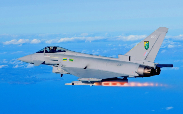 Fighter jet clouds green yellow free wallpaper - medium preview image