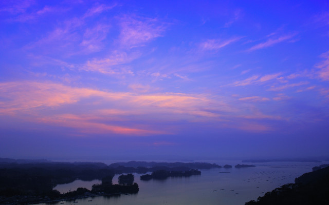 Sunset lake boats clouds cao free wallpaper - medium preview image