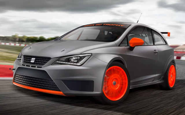 Grey car orange rims cloudy free wallpaper - medium preview image