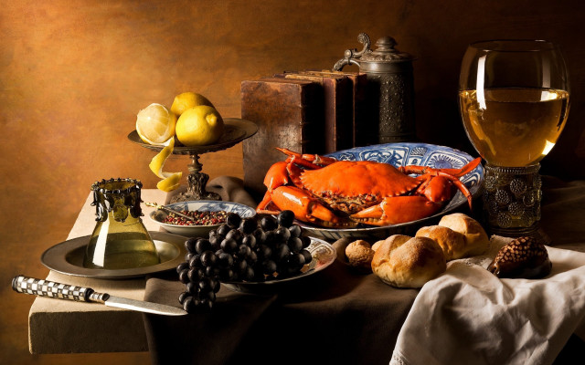 Table food wine renaissance stilllife free wallpaper - medium preview image