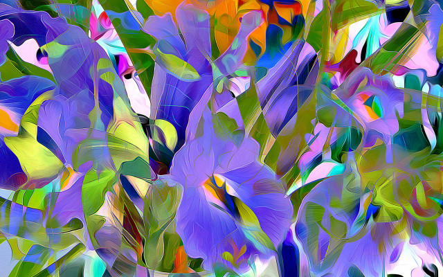 Flower leaves colorful abstract digital free wallpaper - medium preview image