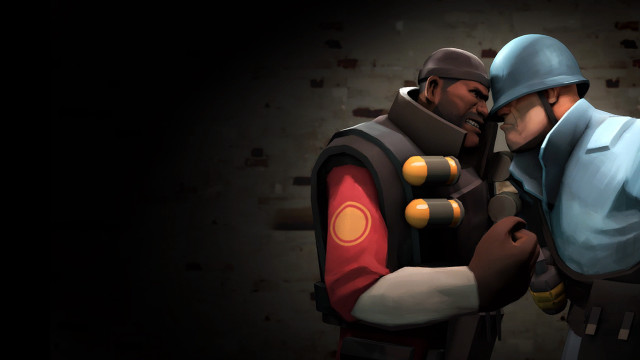 Romantic dieselpunk two boys brick free wallpaper - medium preview image