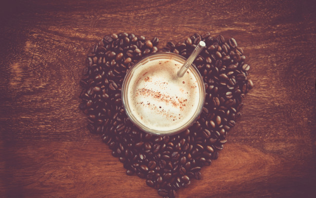 Coffee spoon beans wooden table free wallpaper - medium preview image
