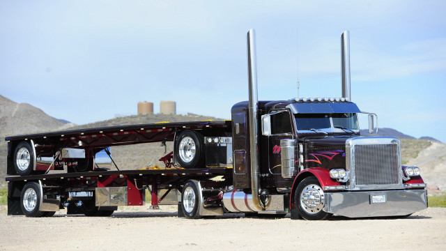Semi truck flatbed desert digital free wallpaper - medium preview image