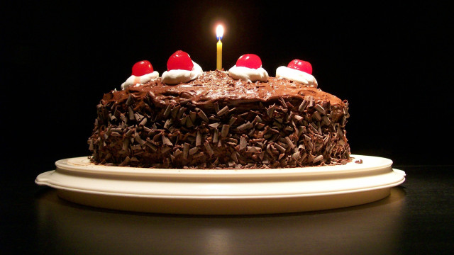 Chocolate cake candle plate food free wallpaper - medium preview image