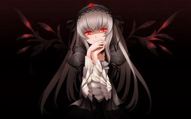 Gothic girl redeyes wings portrait free wallpaper - medium preview image