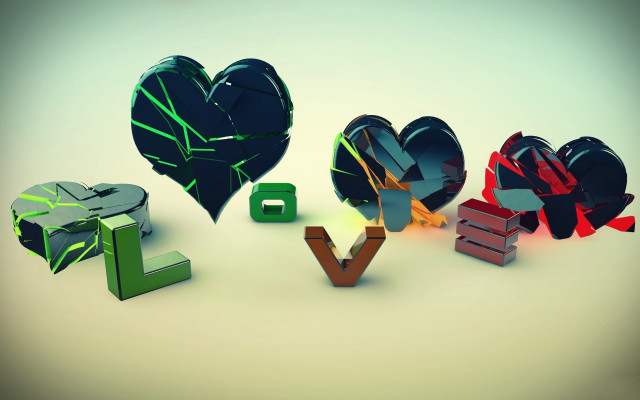 3D hearts letters love gradient free wallpaper - medium preview image