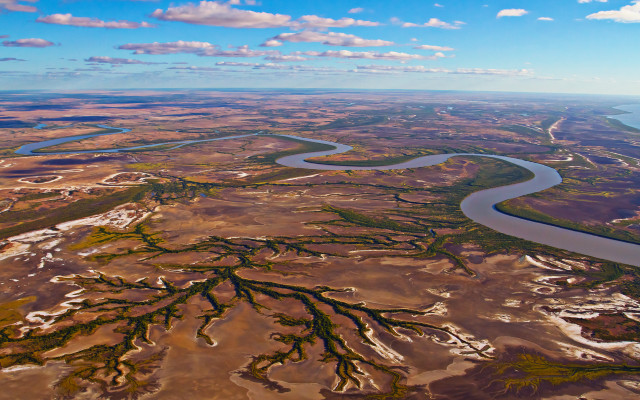 Lush green river countryside blue free wallpaper - medium preview image