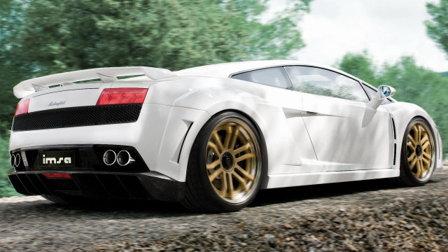 White sports car forest road #2 free wallpaper - medium preview image