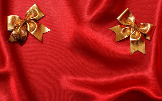 Red satin gold bows christmas free wallpaper - medium preview image
