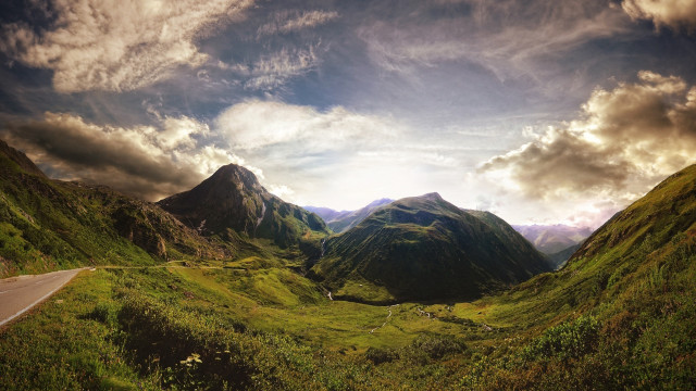 Mountain range road cloudy sky #2 free wallpaper - medium preview image