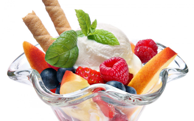 Glass bowl fruit ice cream free wallpaper - medium preview image