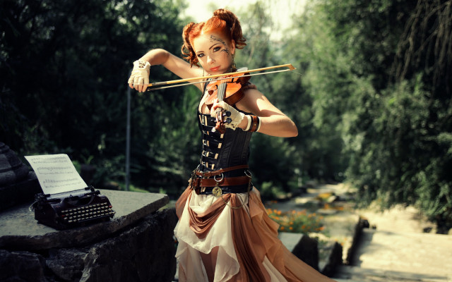 Daphne mcclure steampunk gothic violin free wallpaper - medium preview image