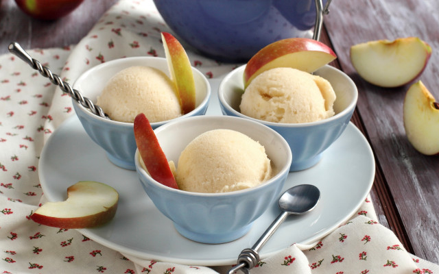 Three bowls ice cream apples free wallpaper - medium preview image