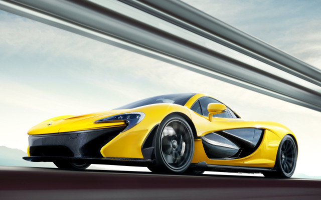 Yellow sports car road clouds #2 free wallpaper - medium preview image