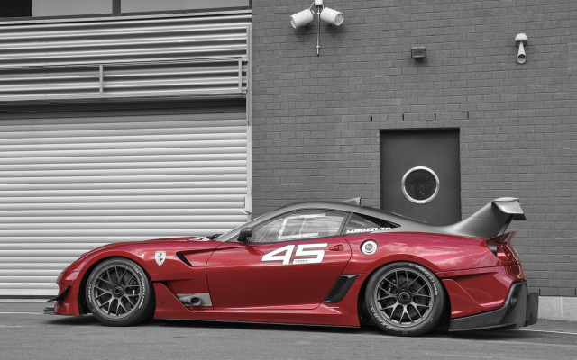 Red sports car building number free wallpaper - medium preview image