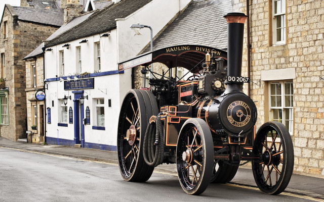 Steam engine town brick bridge free wallpaper - medium preview image