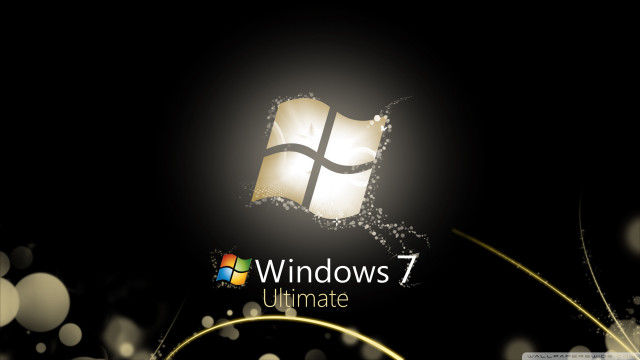 Black background windows7 logo gold free wallpaper - medium preview image