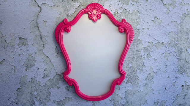Mirror pink frame lightblue wall free wallpaper - medium preview image