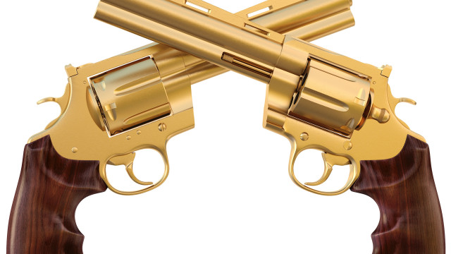 Golden revolver two smaller revolvers free wallpaper - medium preview image