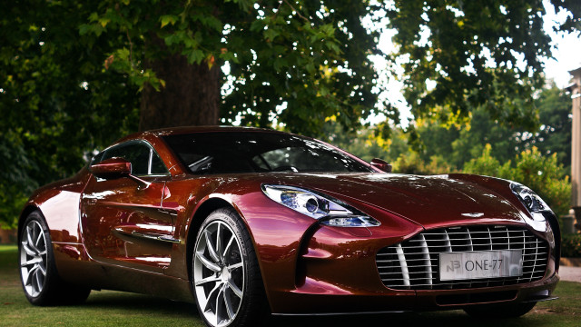 Red sports car tree clockhouse free wallpaper - medium preview image