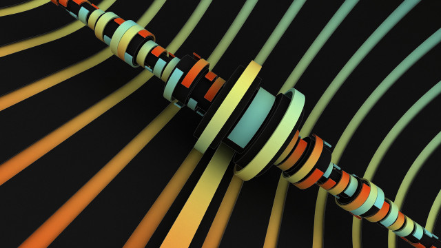 Colorful biomechanical raytraced weapon striped free wallpaper - medium preview image
