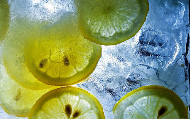 Lemon slices glass ice water free wallpaper - medium preview image