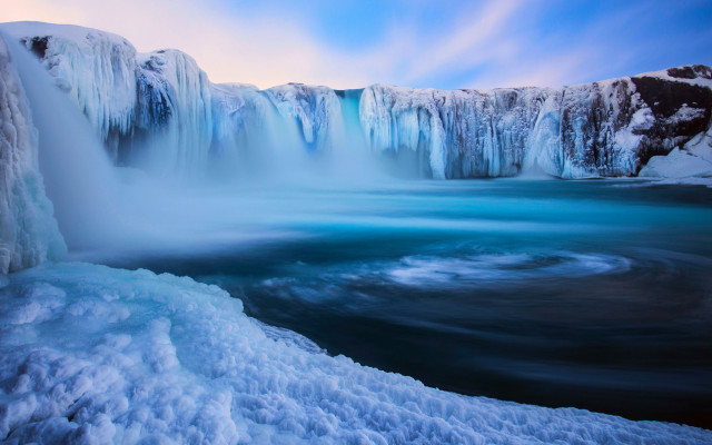 Waterfall ice blue sky lake #2 free wallpaper - medium preview image