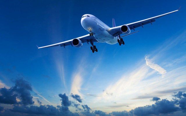 Large jetliner blue cloudy sky #3 free wallpaper - medium preview image