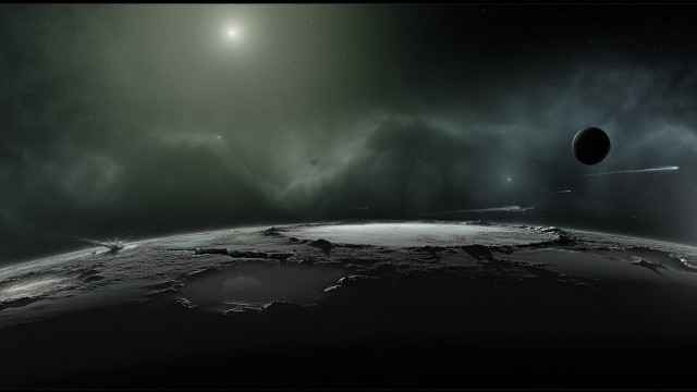 Space planet stars moon cityscape free wallpaper - medium preview image