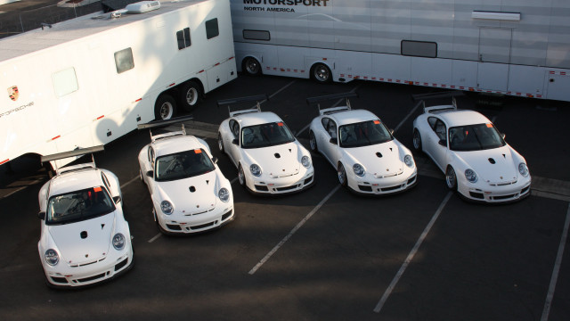 White sports cars parking lot free wallpaper - medium preview image