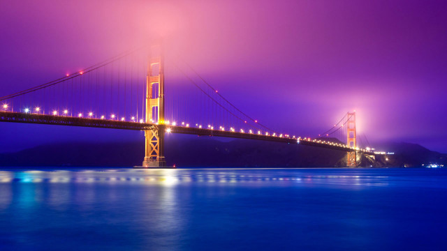 Mystical bridge water purple sky free wallpaper - medium preview image