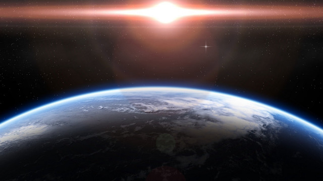 Sun earth starburst space art free wallpaper - medium preview image