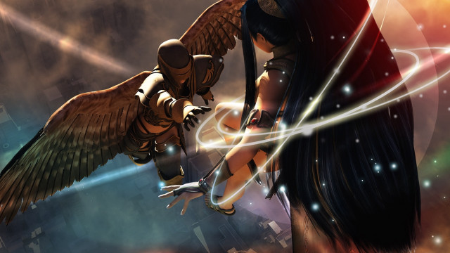 Woman bird wings city sky free wallpaper - medium preview image